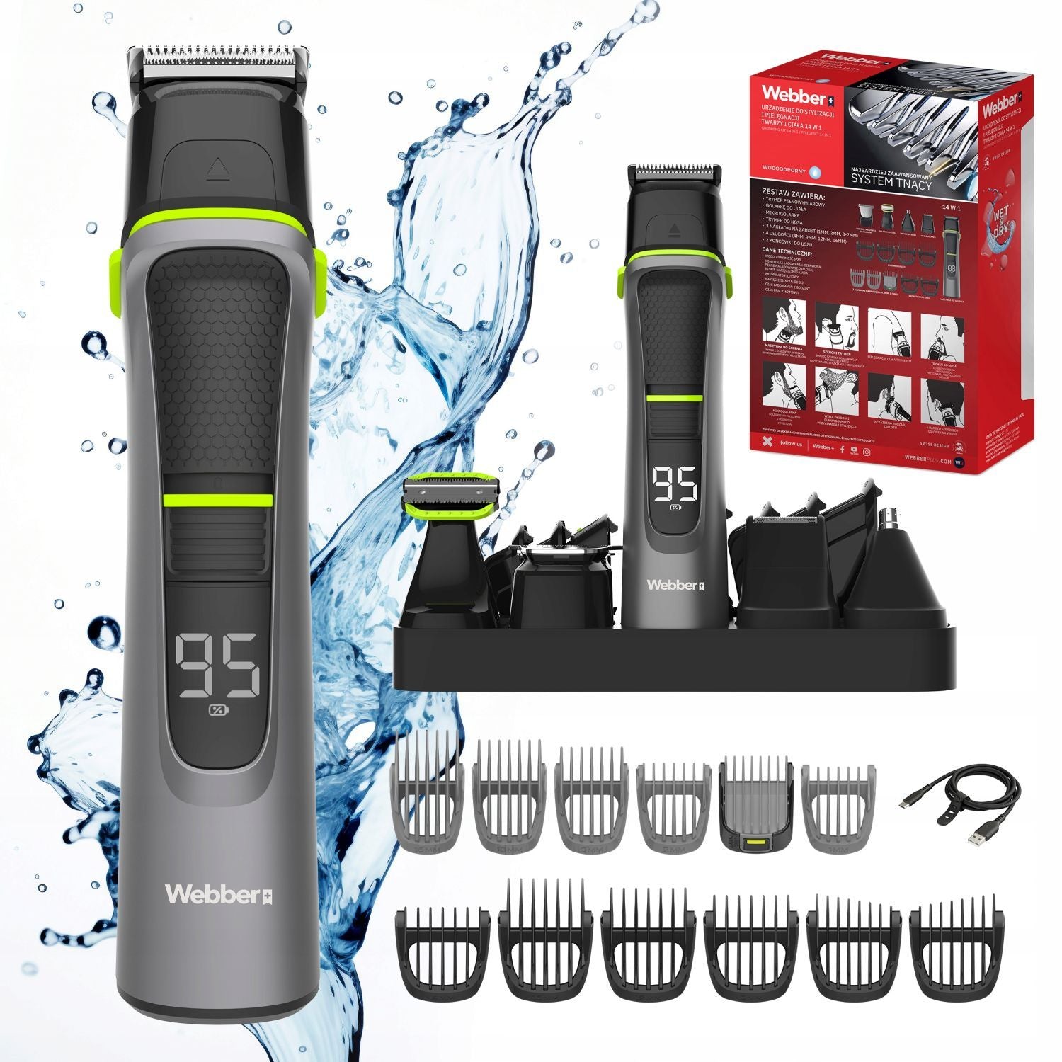 MEN'S SHAVER - TRIMMER - 14IN1- LED DISPLAY - FOR FACE AND BODY