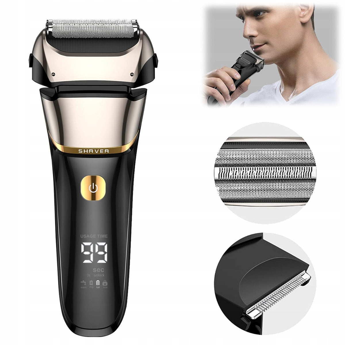 MEN'S SHAVER WATERPROOF WIRELESS WITH DOUBLE BLADE NEW