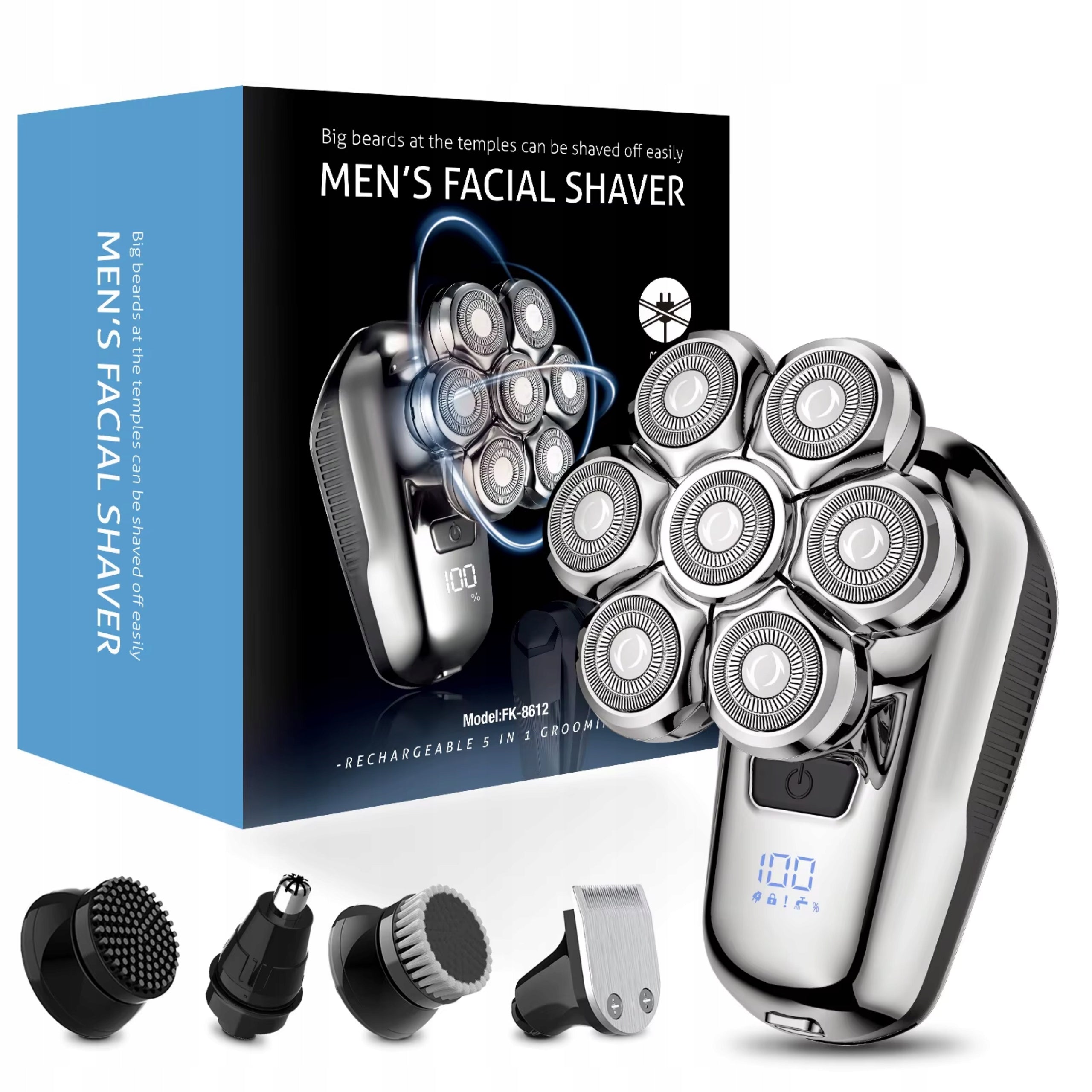 MEN'S SHAVER WITH 7D FLOATING FACE HEAD BLADES WATERPROOF 5IN1