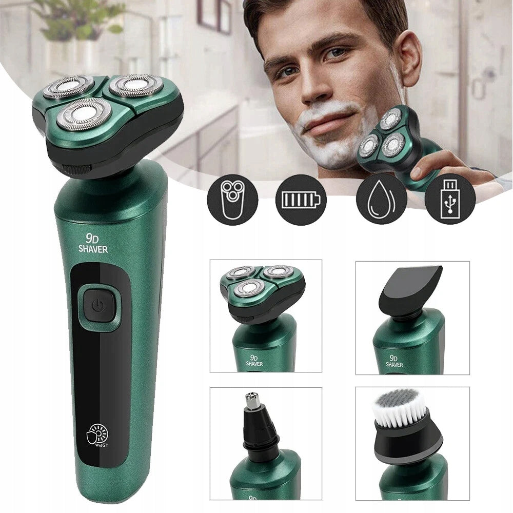 MEN'S SHAVER WITH MOVABLE HEAD WET AND DRY LCD WIRELESS GREEN