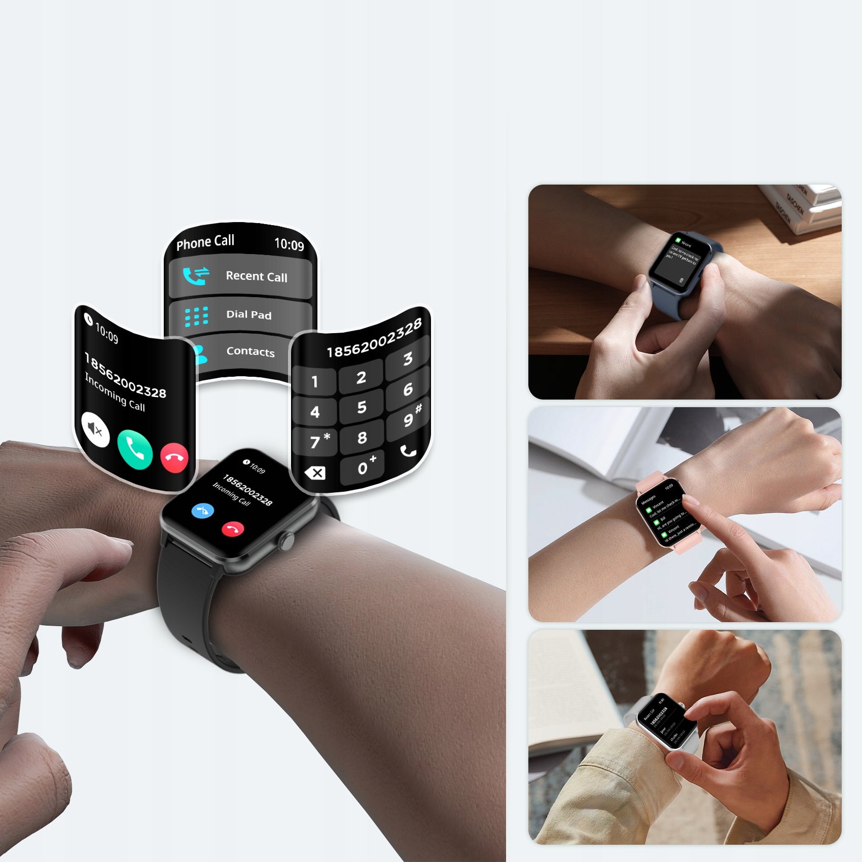 MEN'S SMARTWATCH 1.85" WATERPROOF CALLING SMS 390+ Free watch faces 2 STRAP Manufacturer code BVR50-black