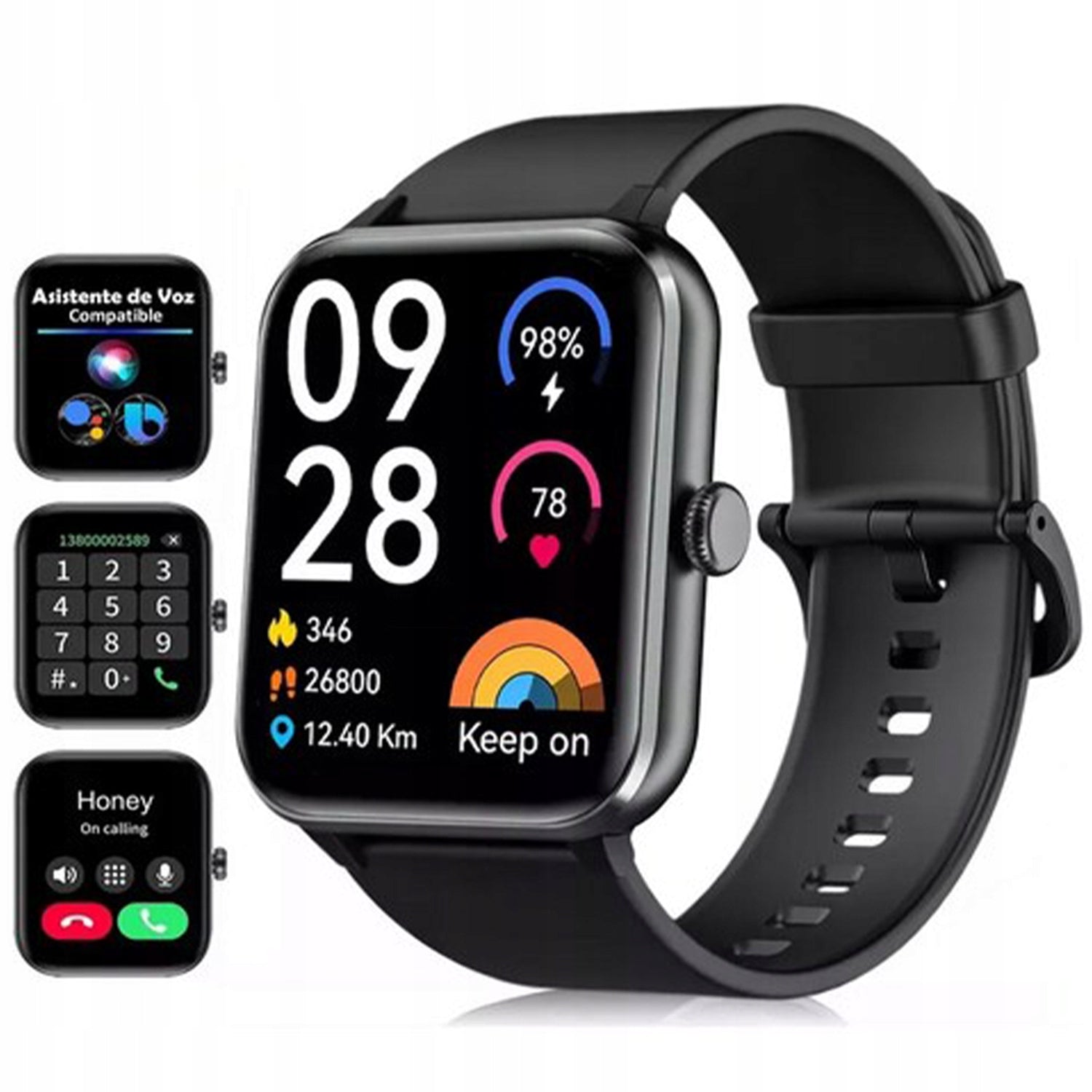 MEN'S SMARTWATCH 1.85" WATERPROOF CALLING SMS 390+ Free watch faces 2 STRAP