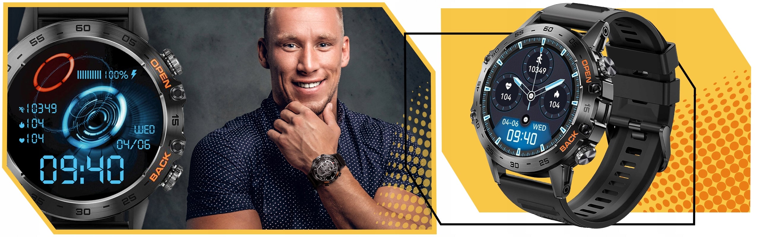 MEN'S SMARTWATCH 360x360 CONVERSATION MENU PL WATERPROOF EAN (GTIN) 5906700045493
