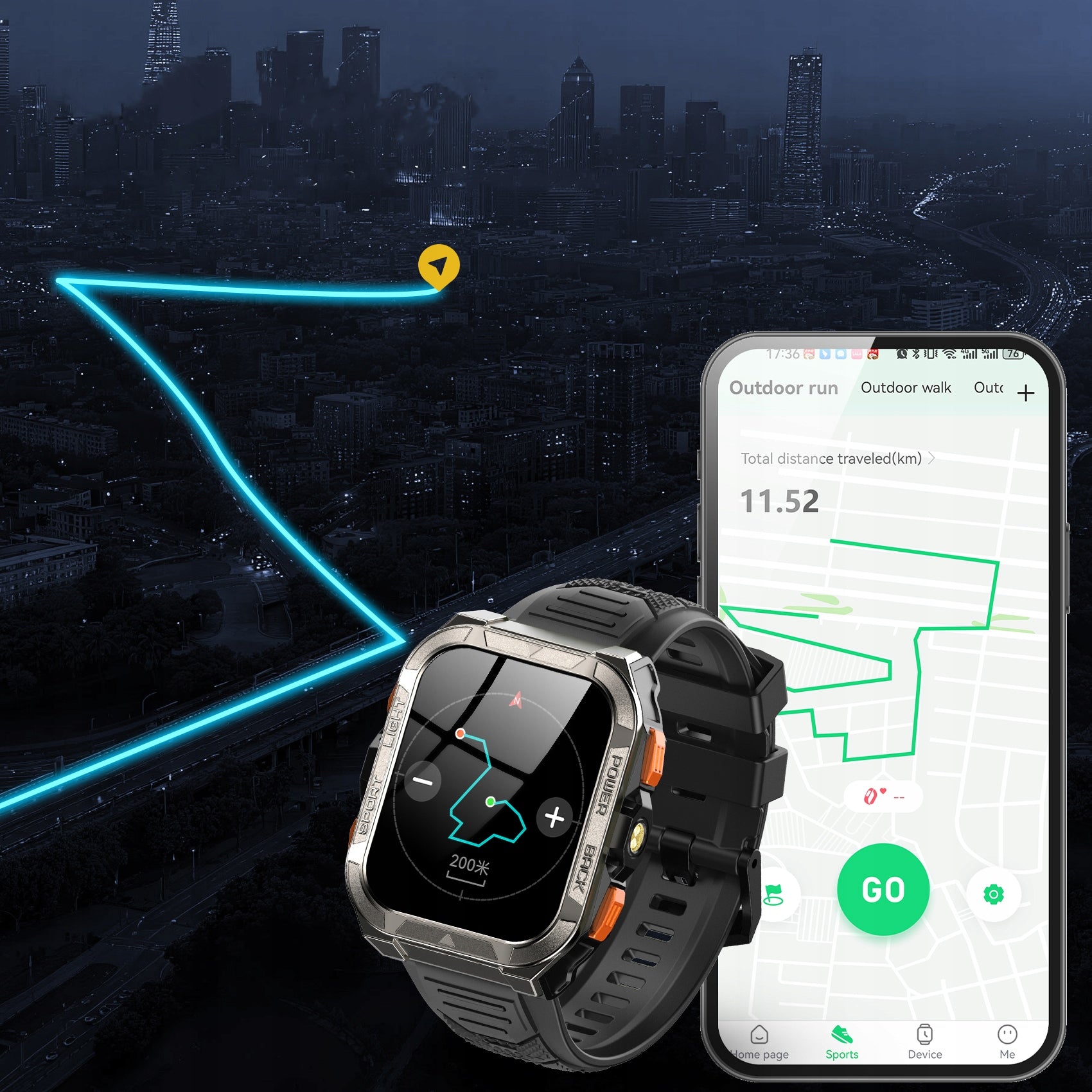 MEN'S SMARTWATCH 900mAh WATERPROOF CALL MENU PL GPS Blood Pressure SpO2 HR Manufacturer code BVW80Pro-black