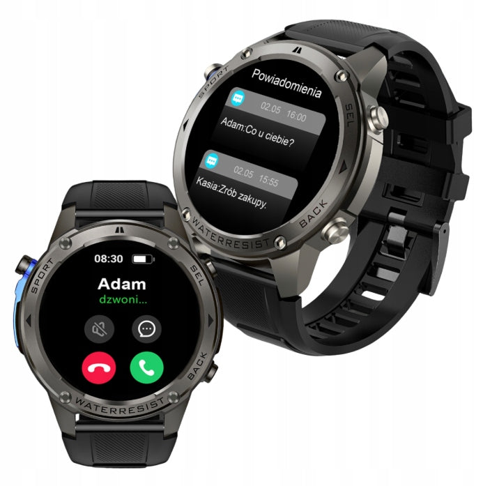 MEN'S SMARTWATCH AMOLED GPS IP69K TALK 180+ SPORTS MODES PL MENU Brand DT