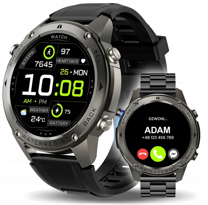 MEN'S SMARTWATCH AMOLED GPS IP69K TALK 180+ SPORTS MODES PL MENU