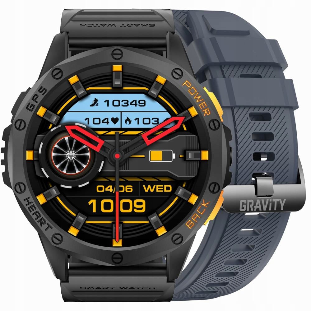MEN'S SMARTWATCH GRAVITY GT24-1 - FLASHLIGHT, ADDITIONAL STRAP + ENGRAVING