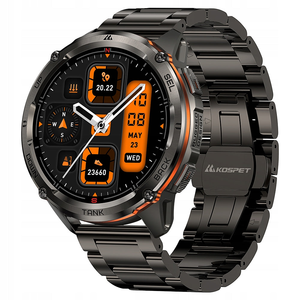 MEN'S SMARTWATCH KOSPET WATERPROOF AMOLED BLACK BRACELET TANK T3 ULTRA Packaging status original