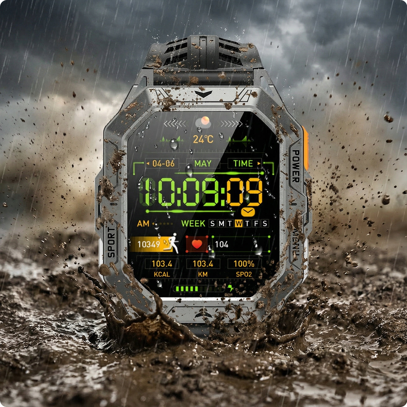MEN'S SMARTWATCH MILITARY WATERPROOF CONVERSATIONS POLISH MENU AMOLED 1000mAh Packaging status original