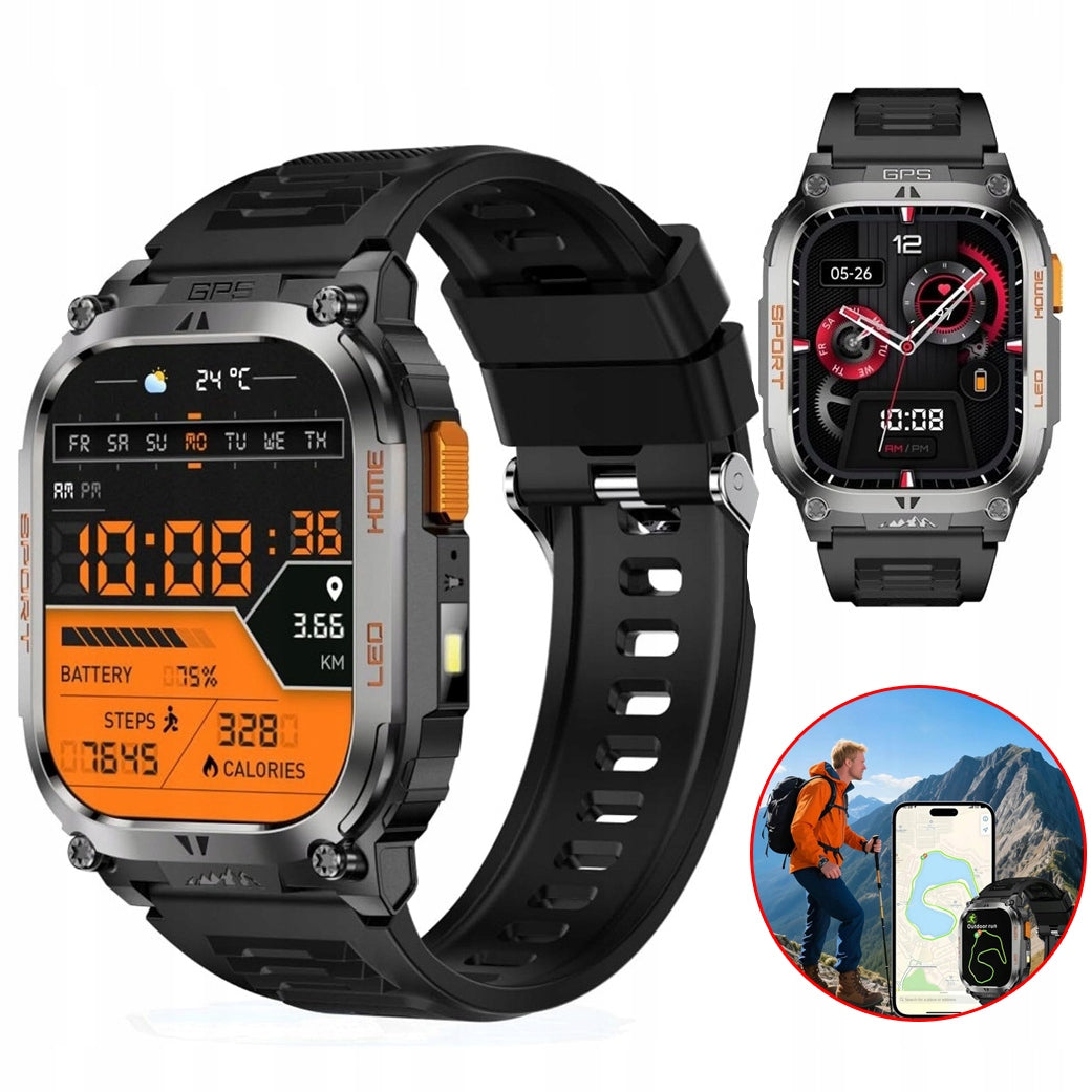 MEN'S SMARTWATCH QX18 BLACK 2.01 INCH WATCH GPS IP68 WATERPROOF HD