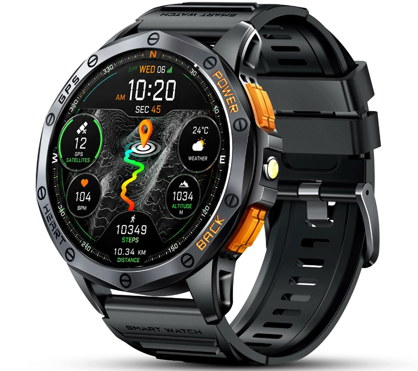 MEN'S SMARTWATCH RUBICON F47 GPS AMOLED 1,43" TALK BT COMPASS FLASHLIGHT