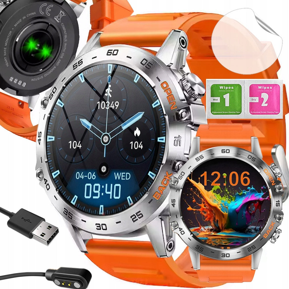 MEN'S SMARTWATCH SPEAKER MICROPHONE ECG MENU PL BATTERY 400 mAh!