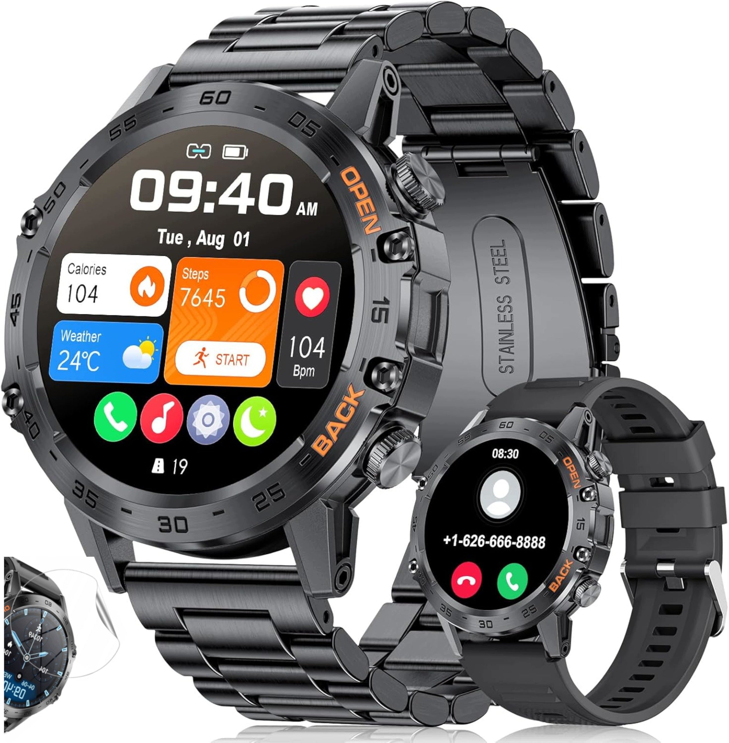 MEN'S SMARTWATCH SPORTS MILITARY CONVERSATIONS PL SMART WATCH + FREEBIES