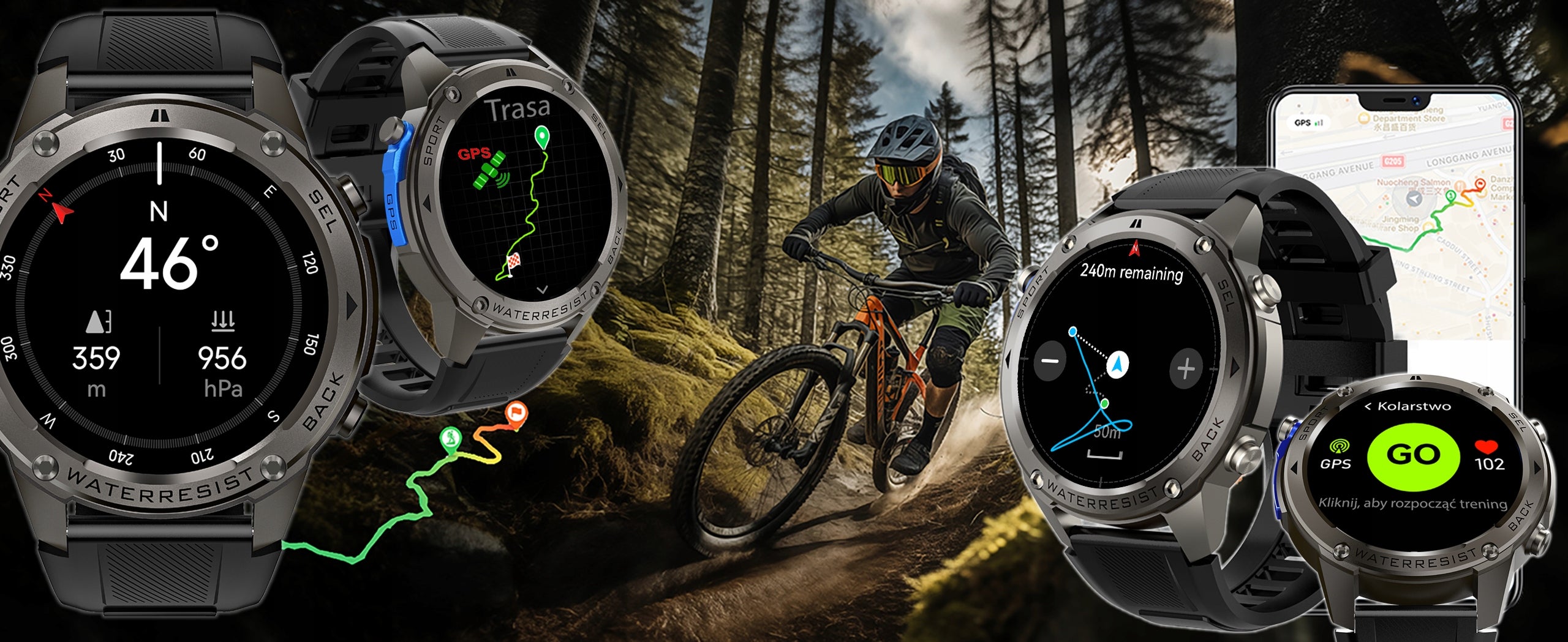 MEN'S SMARTWATCH WATERPROOF 5ATM GPS MENU POLISH SPORT TALK Color silver