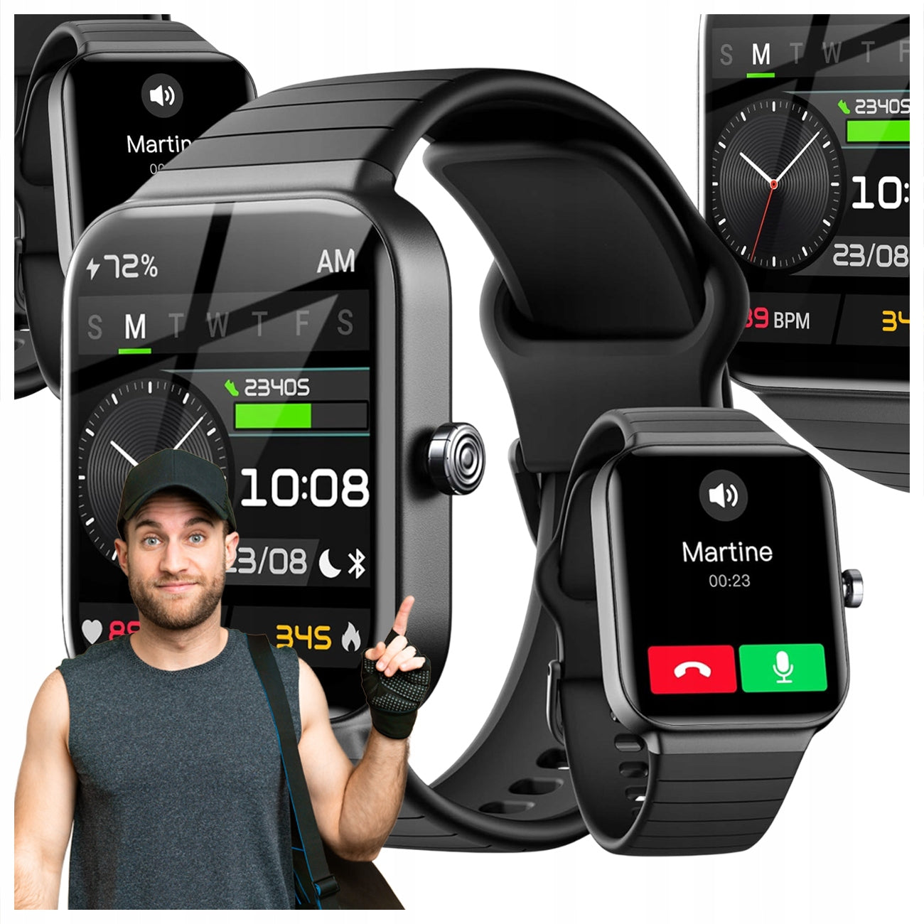MEN'S SMARTWATCH WITH ALEXA FUNCTION - FITPOLO, 100+ SPORT MODES, IP68
