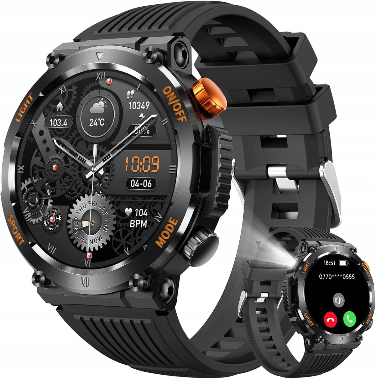 MEN'S SMARTWATCH WITH BUILT-IN FLASHLIGHT AND TACTICAL COMPASS WATCH 2024 Packaging status original