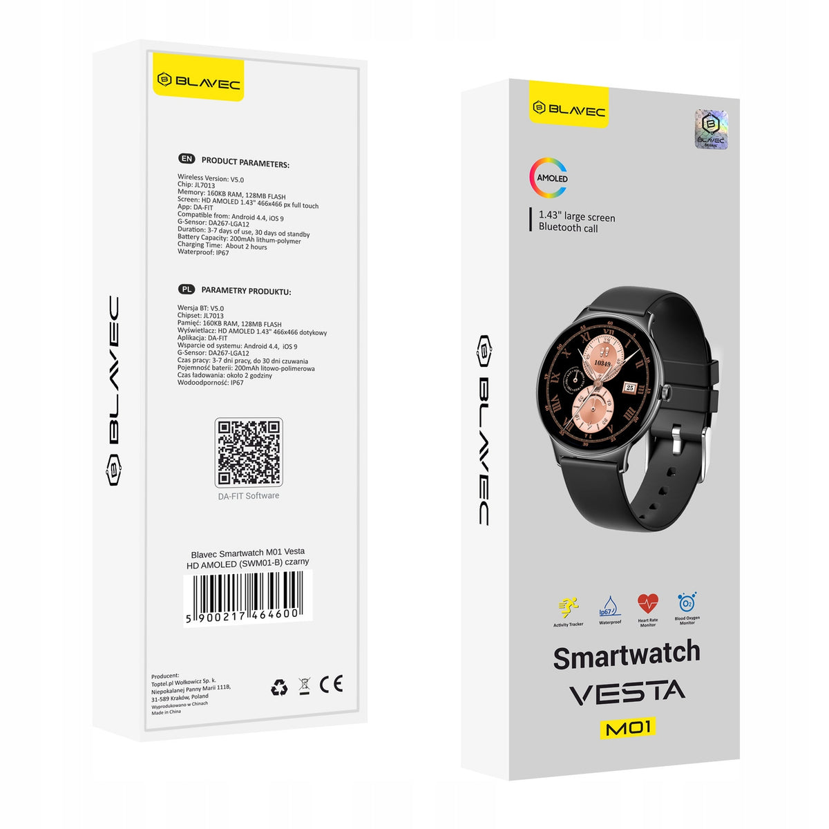 MEN'S SMARTWATCH WOMEN'S WATCH MENU POLISH CONVERSATIONS HEALTH SMART WATCH SW Manufacturer code Smartwatch Vesta Czarna