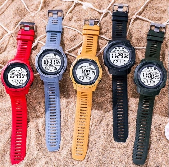 MEN'S SPORTS DIGITAL WATCH BLACK RUBBER STRAP FOR GIFT Case color black