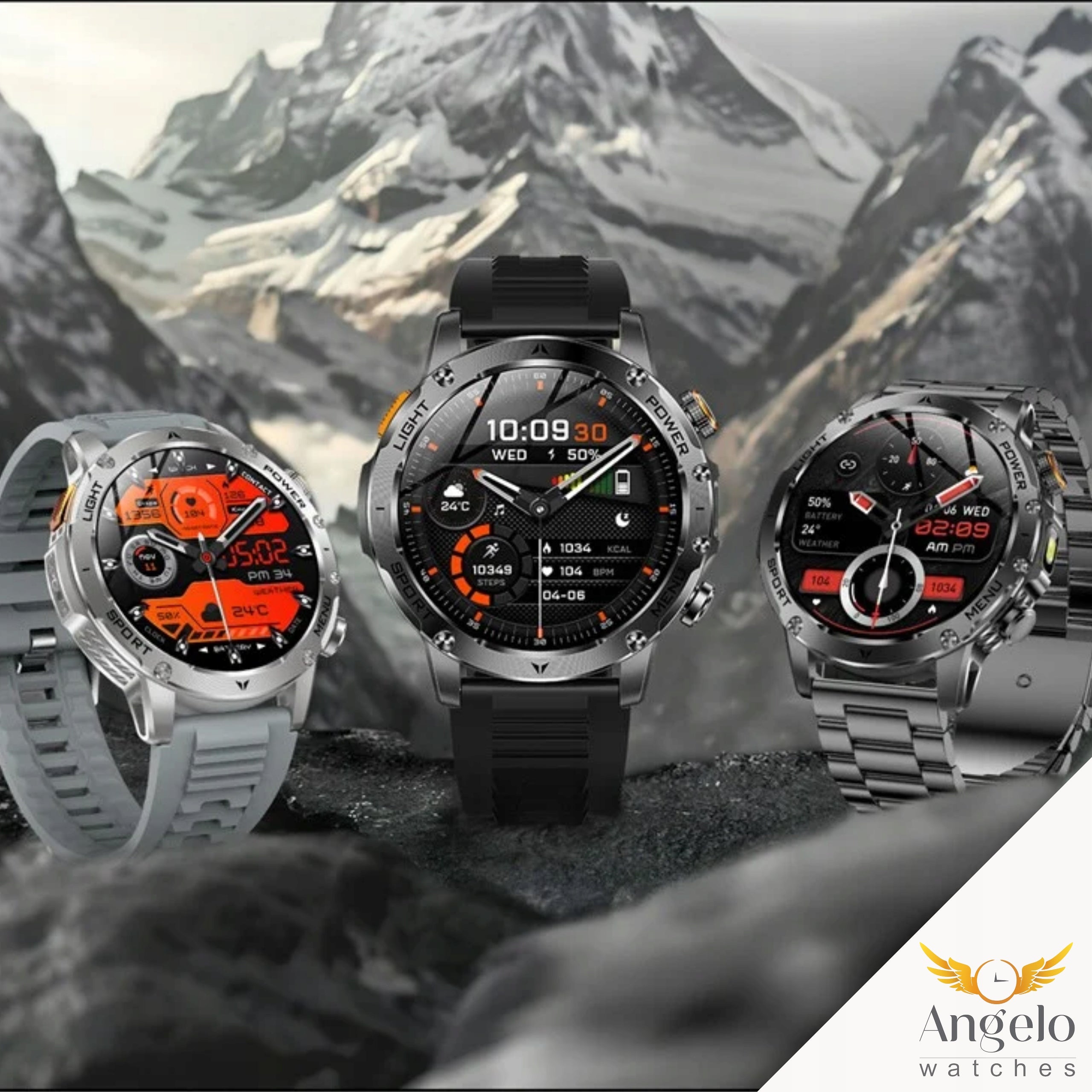 MEN'S SPORTS SMARTWATCH MENU POLISH WATERPROOF SMART WATCH CALLS PL Brand Angelo Watches