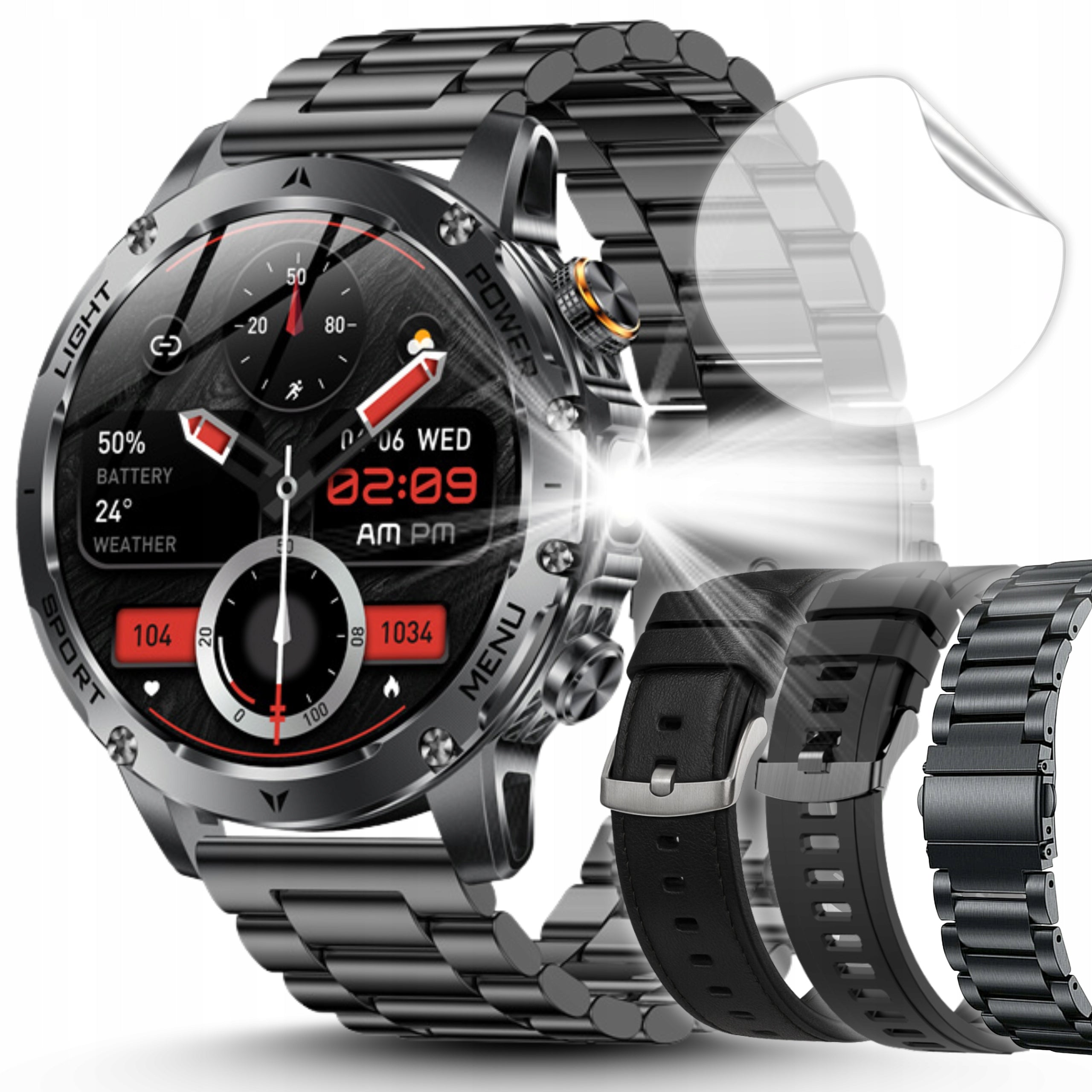 MEN'S SPORTS SMARTWATCH MENU POLISH WATERPROOF SMART WATCH CALLS PL