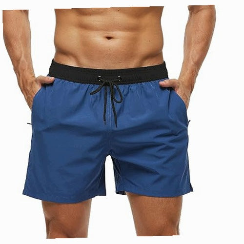 MEN'S SWIMMING TRUNKS WITH ZIPPER QUICK-DRYING WATERPROOF BLACK