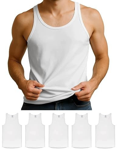MEN'S T-SHIRT COTTON TANK TOP CLASSIC SET OF 5 MEN'S Brand no brand
