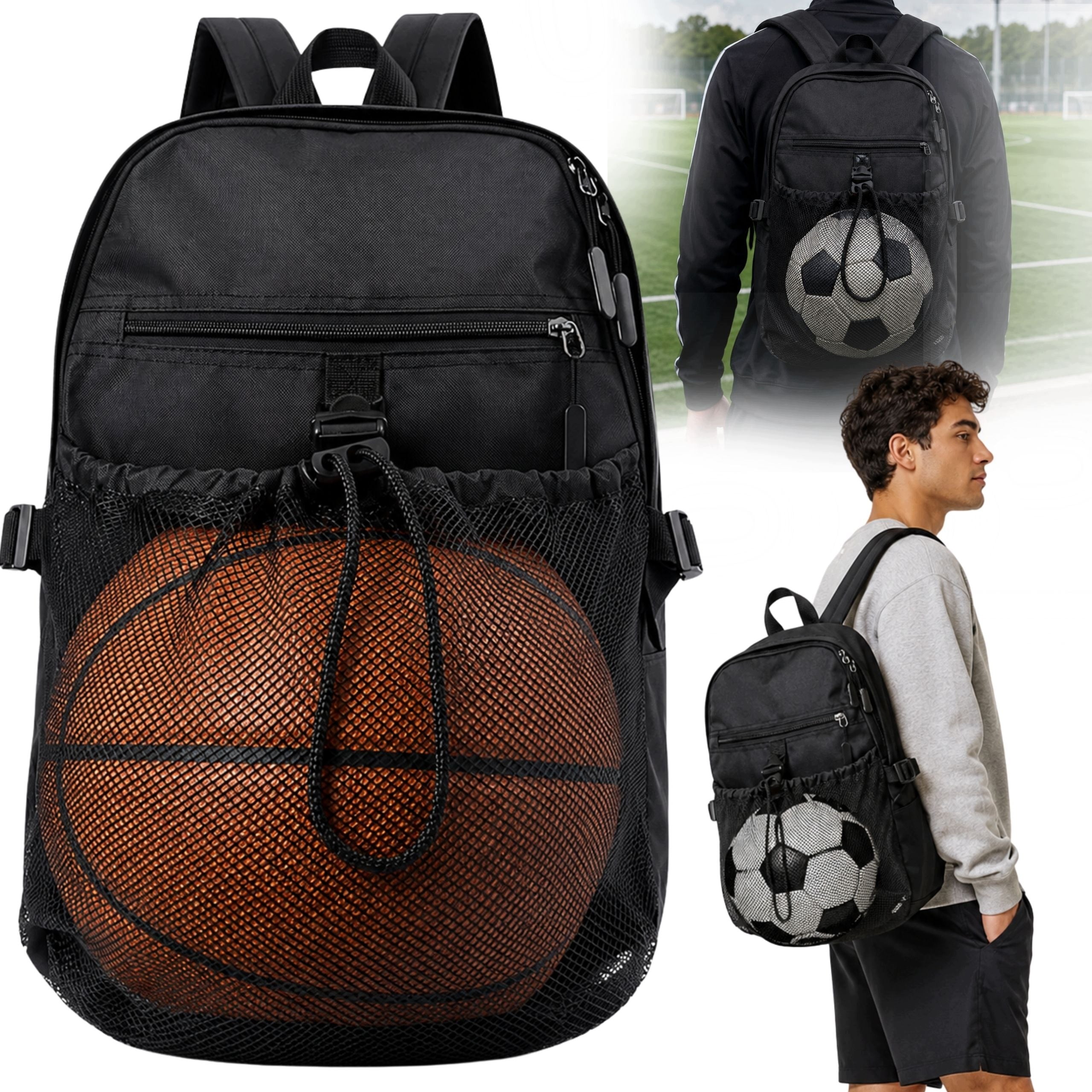 MEN'S TRAINING SPORTS BACKPACK WITH BALL COMPARTMENT SHOES WATER BOTTLE FOR TRAINING