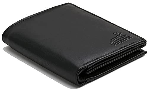 MEN'S WALLET LEATHER BLACK GENUINE LAMBSKIN 10 COMPARTMENTS Brand no brand