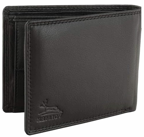 MEN'S WALLET LEATHER BROWN BLACK RFID PROTECTION FOR MAN metal