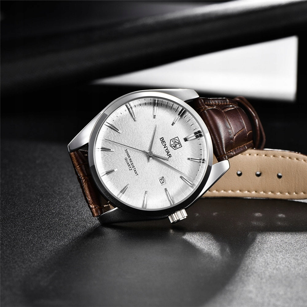 MEN'S WATCH BENYAR CLASSIC DATE BOX Functions chronograph date display stopwatch timer waterproof