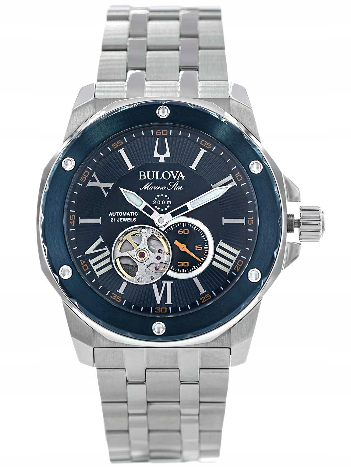 MEN'S WATCH BULOVA 98A302 MARINE STAR AUTOMATIC 200M ELEGANT BRACELET Packaging status original