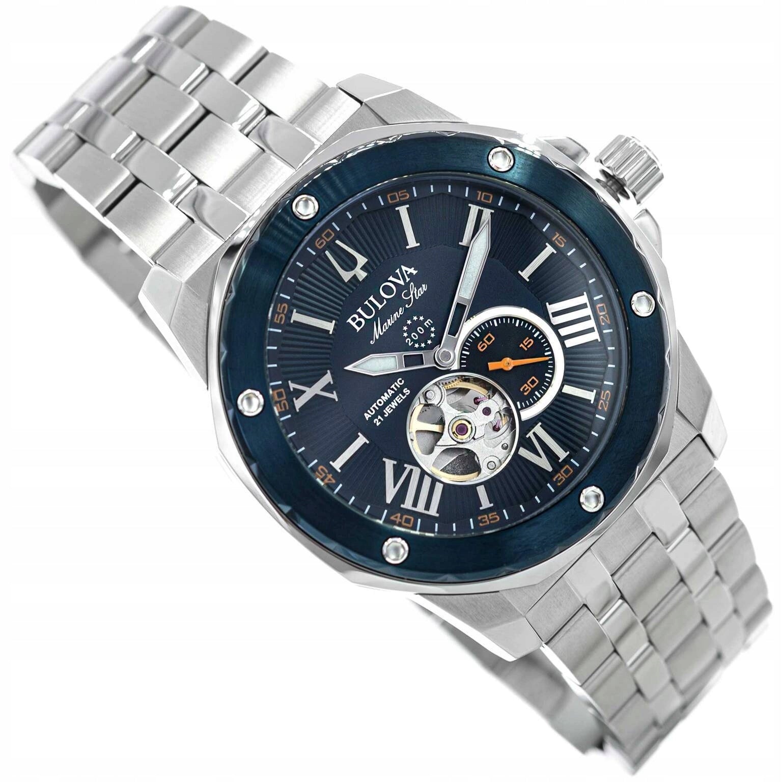 MEN'S WATCH BULOVA 98A302 MARINE STAR AUTOMATIC 200M ELEGANT BRACELET