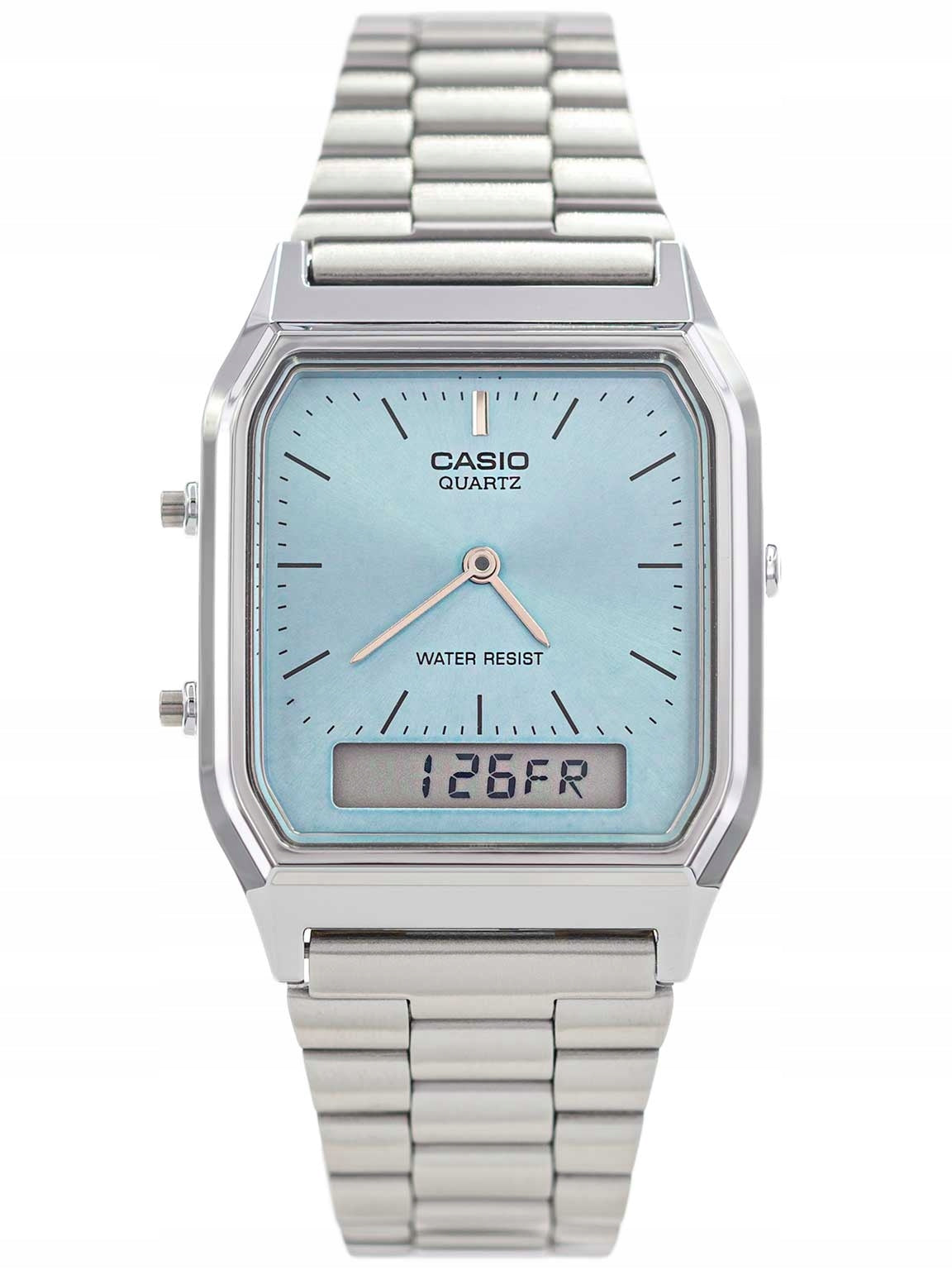 MEN'S WATCH CASIO AQ-230A 2A1 VINTAGE SILVER DATE STOPWATCH CLASSIC Brand CASIO