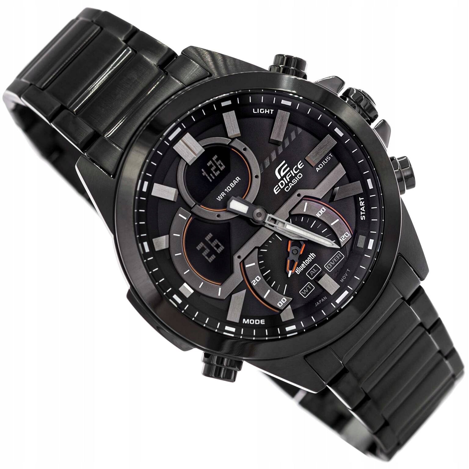 MEN'S WATCH CASIO ECB-30DC-1AEF BLACK ON BRACELET BLUETOOTH STOPWATCH