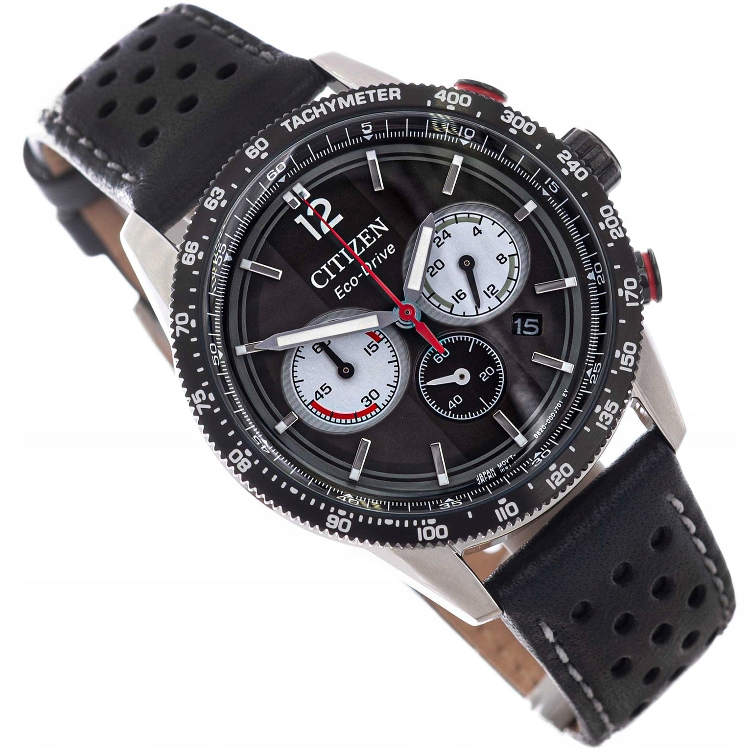 MEN'S WATCH CITIZEN CA4717-06E VINTAGE RACING STOPWATCH BLACK STRAP 10BAR