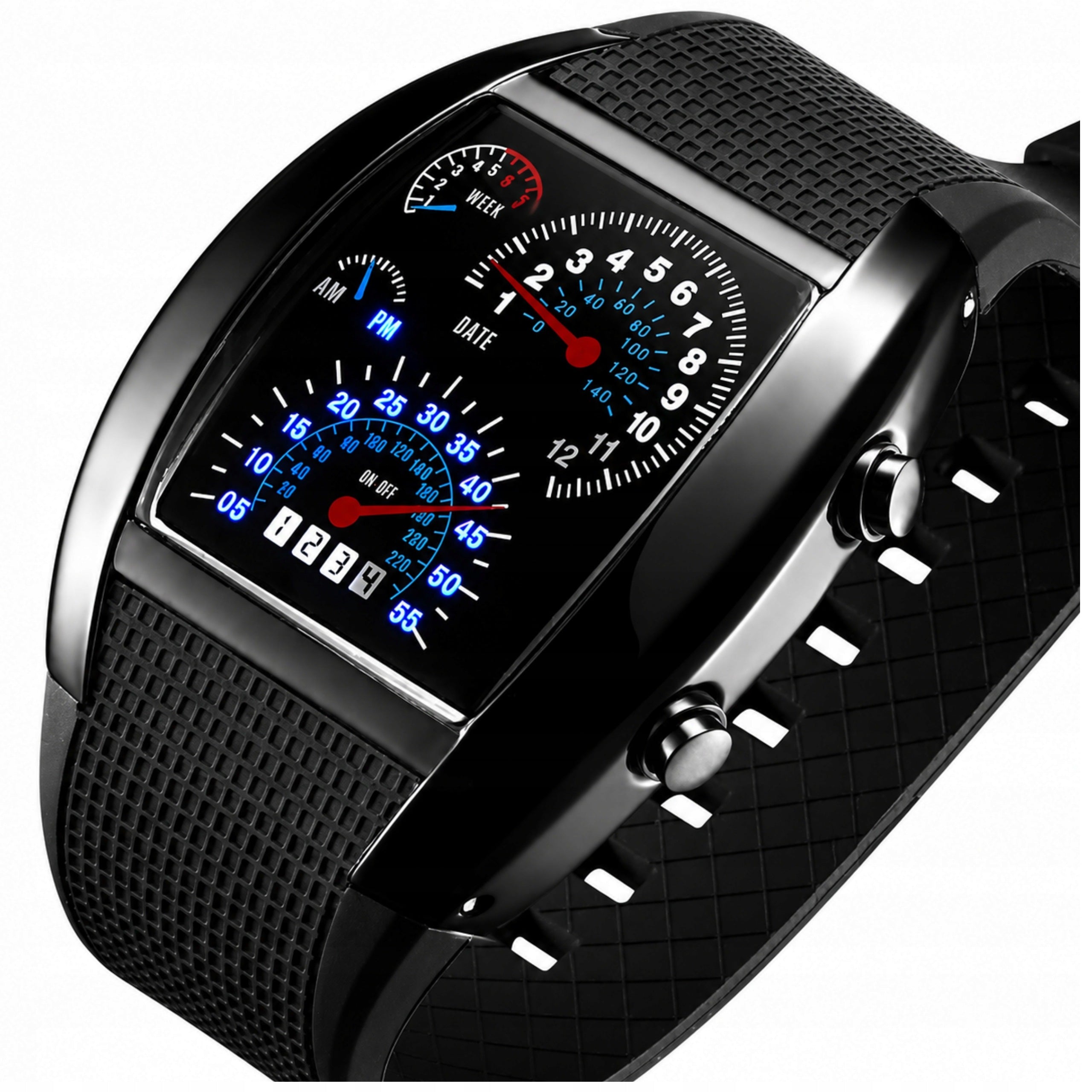 MEN'S WATCH ELECTRONIC BACKLIGHT LED SPORTS BLACK GIFT Packaging status original