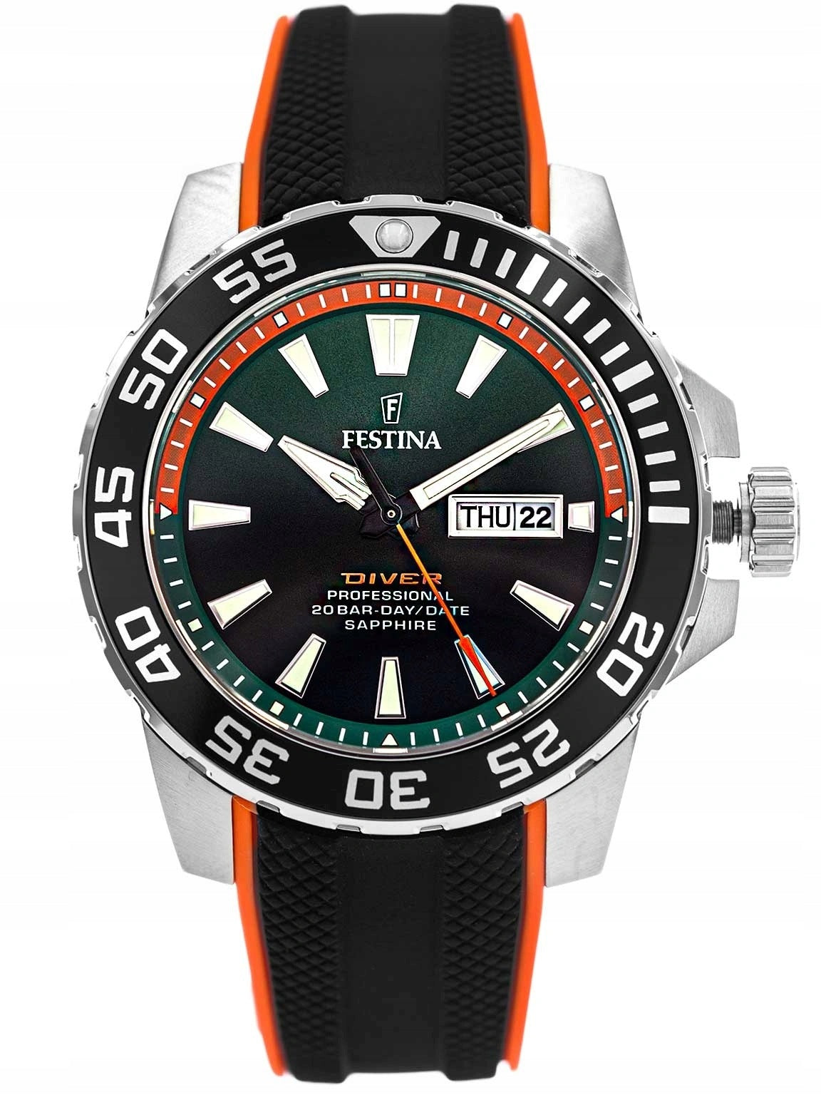MEN'S WATCH FESTINA F20662/2 DIVER 200M ON STRAP SAPPHIRE GLASS DATE Packaging status original