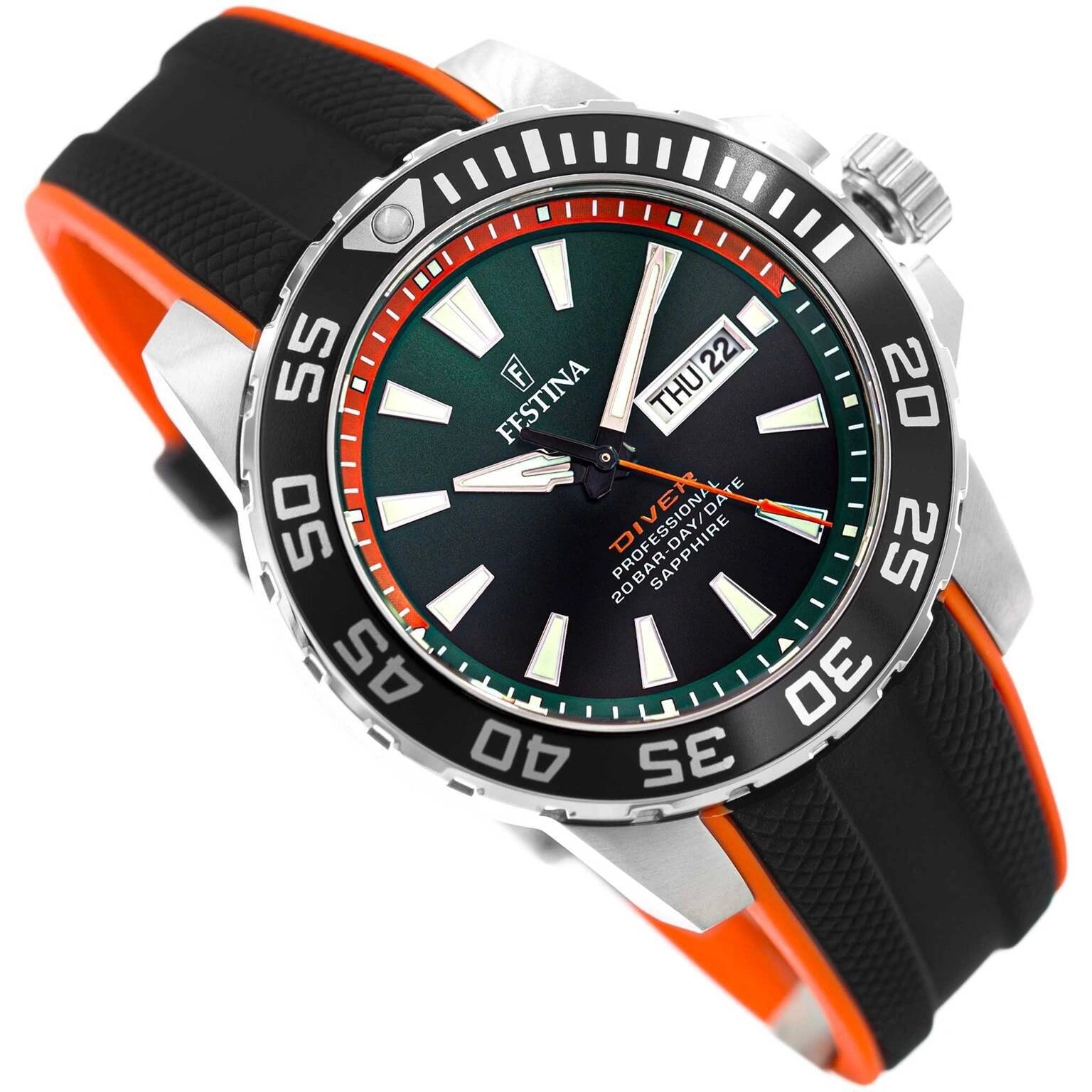 MEN'S WATCH FESTINA F20662/2 DIVER 200M ON STRAP SAPPHIRE GLASS DATE