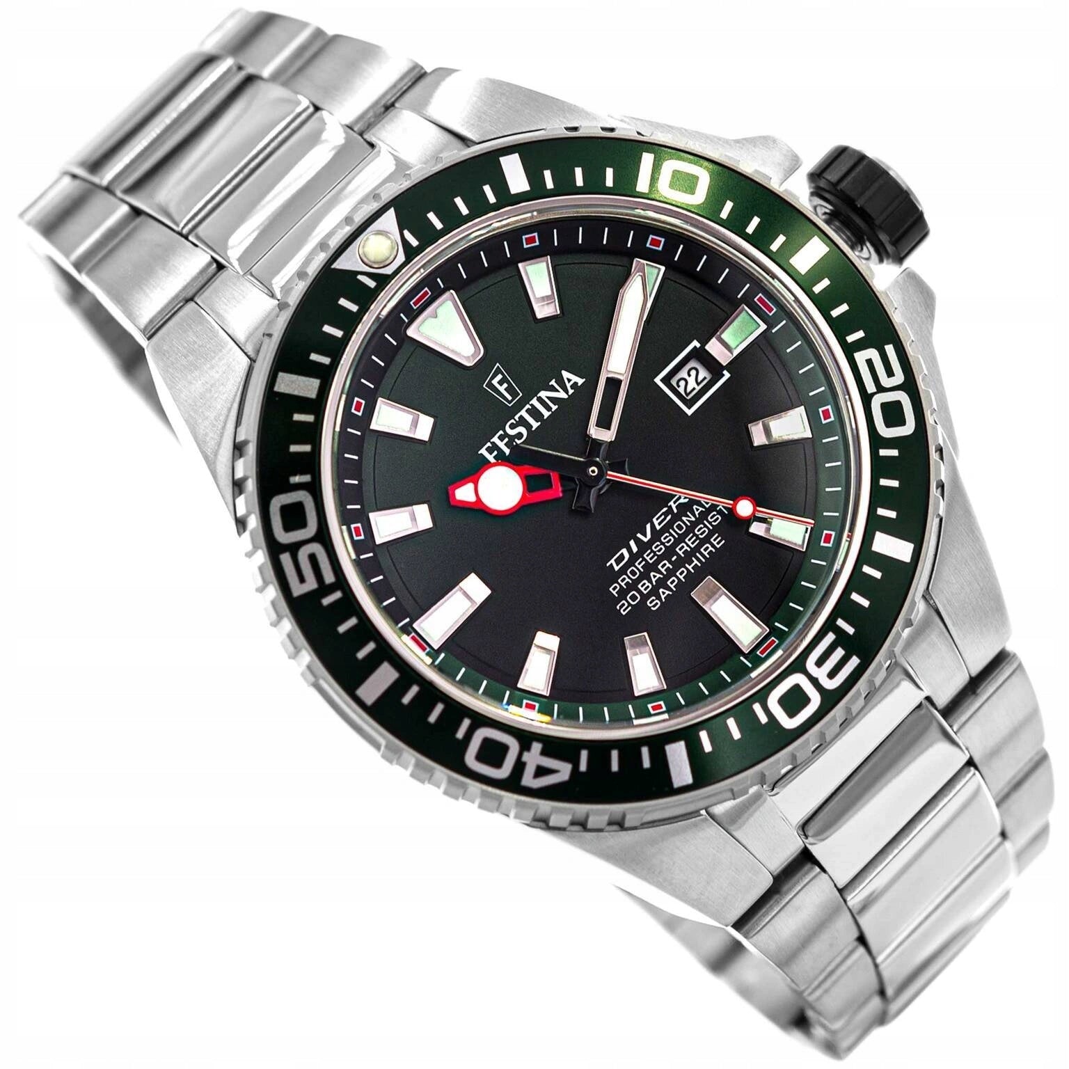 MEN'S WATCH FESTINA F20663/2 DIVER SILVER ON BRACELET DIVER 200M