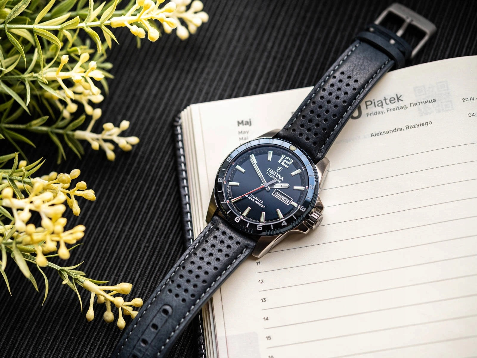 MEN'S WATCH FESTINA F20699/2 TITANIUM DATE NAVY BLUE ON THE DATE BAR Brand Festina