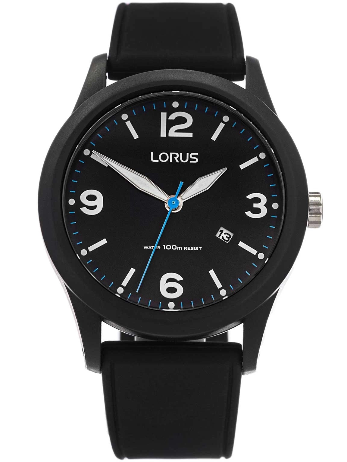 MEN'S WATCH LORUS RH949LX5 FOR SWIMMING WITH DATE ON STRAP BLACK Brand Lorus