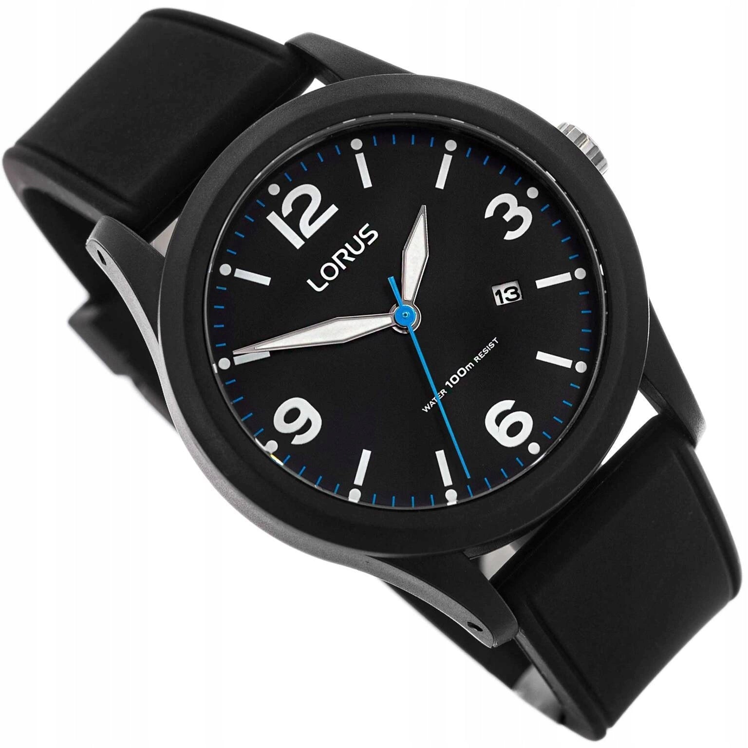 MEN'S WATCH LORUS RH949LX5 FOR SWIMMING WITH DATE ON STRAP BLACK