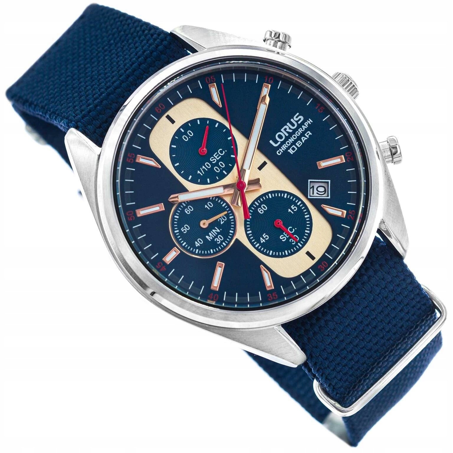 MEN'S WATCH LORUS RM357GX9 URBAN CHRONOGRAPH NAVY BLUE ON STRAP 100M