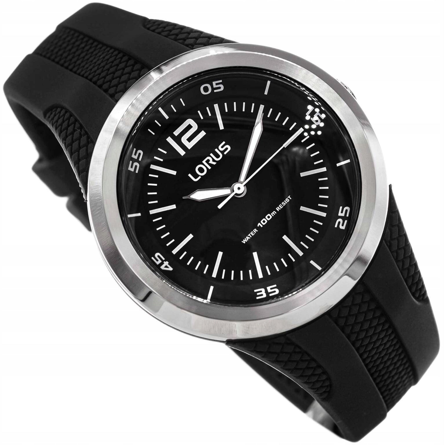 MEN'S WATCH LORUS RRX17EX9 BLACK ON NEOBRITE STRAP WATERPROOF 100M