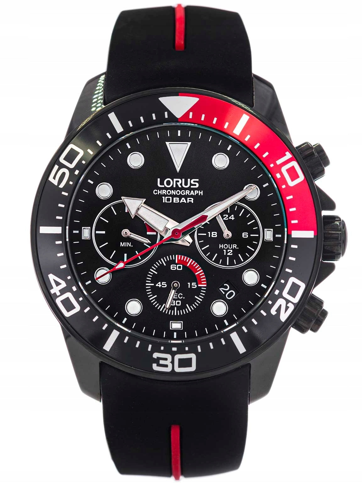 MEN'S WATCH LORUS RT347JX9 BLACK ON STRAP CHRONOGRAPH NEOBRITE SPORTS Brand Lorus