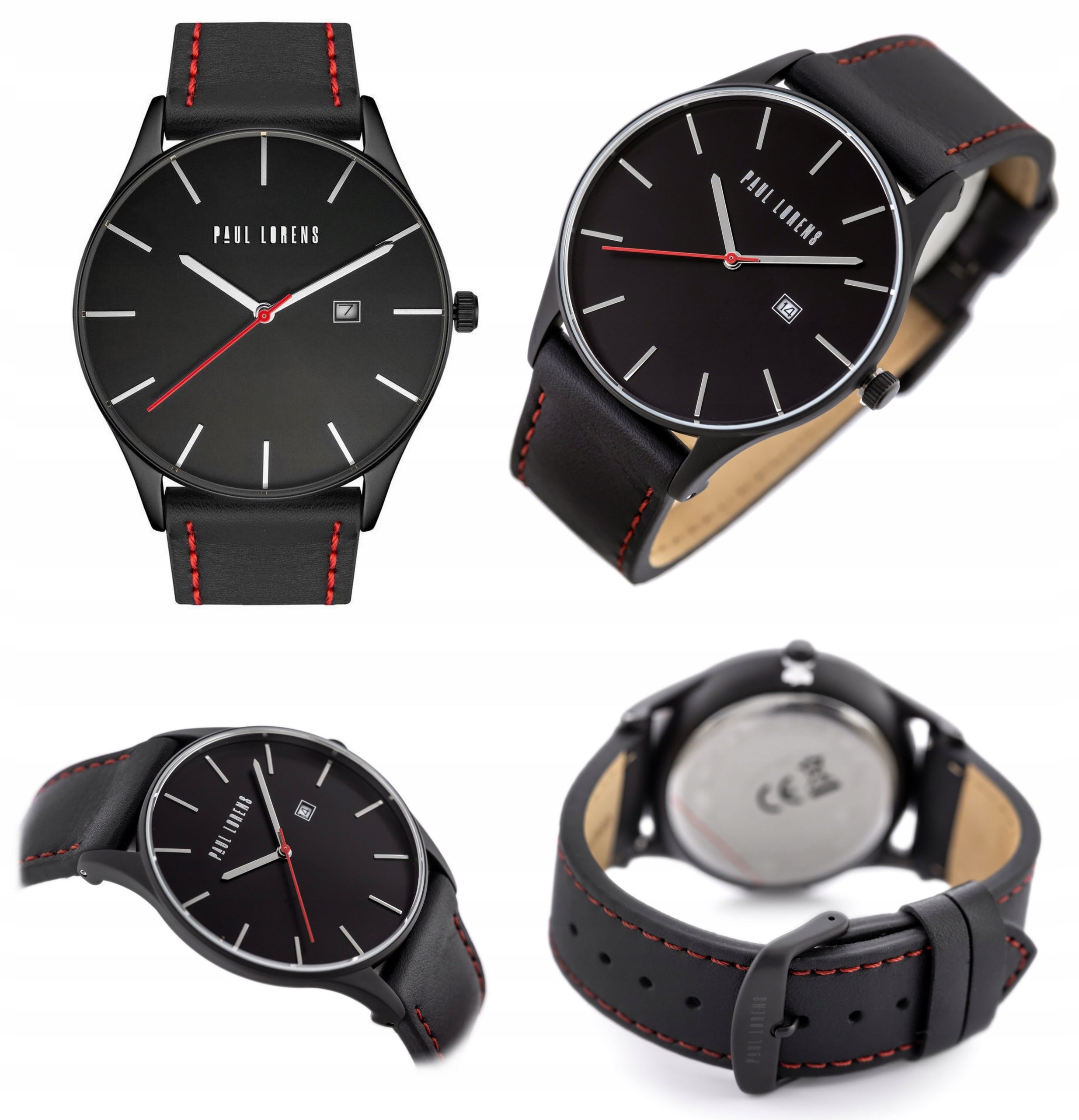 MEN'S WATCH PAUL LORENS KRONOS leather date +BOX +ENGRAVING Brand Paul Lorens