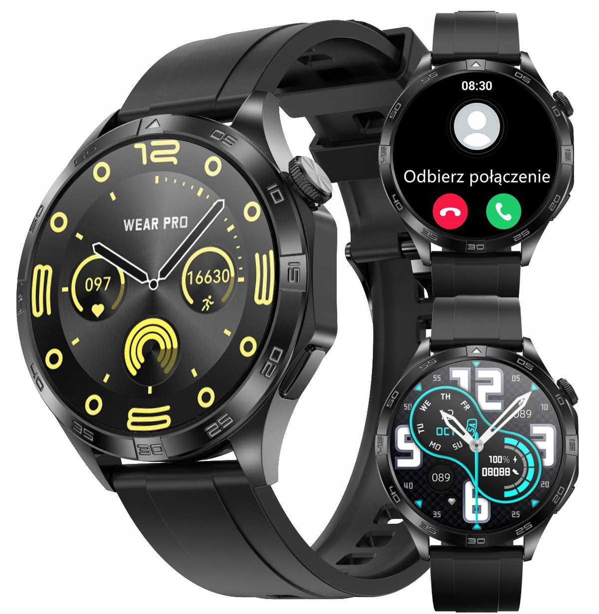 MEN'S WATCH SMARTWATCH ACTIVE PULSE O2 ECG BLOOD PRESSURE MONITOR Polish