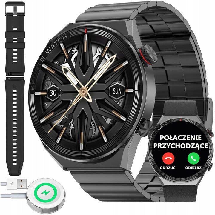 MEN'S WATCH SMARTWATCH TALK BRACELET + STRAP + INDUCTION CHARGER