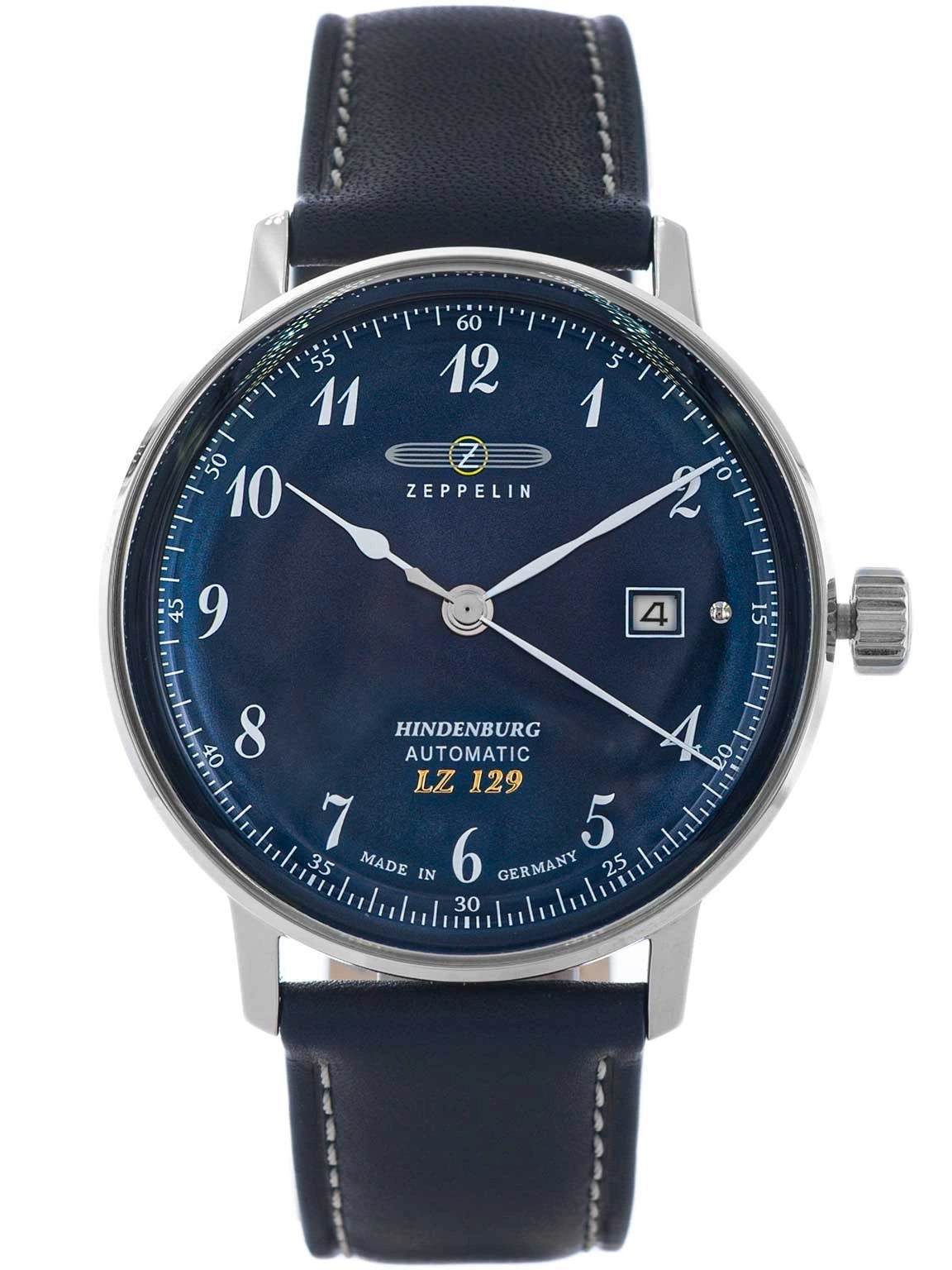 MEN'S WATCH ZEPPELIN 8056-3 LZ129 HINDENBURG NAVY BLUE ON STRAP AUTOMATIC Packaging status original