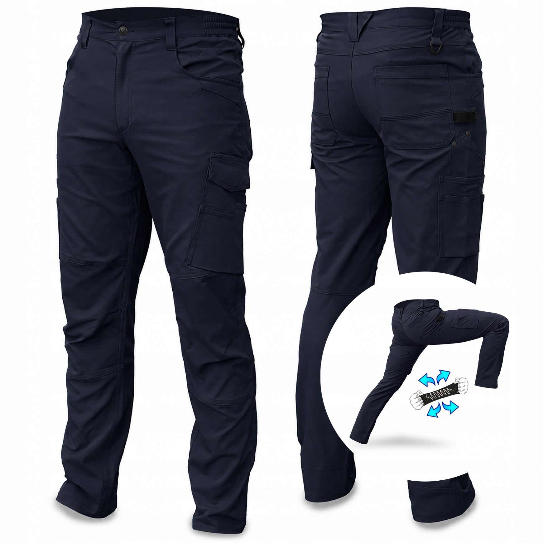 MEN'S WORK PANTS WAIST STRETCH SLIPPERS DURABLE RIPSTOP COMFORTABLE